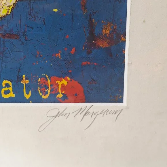John Margerum Signed Licensed Print Of An Alligator And The America Flag.